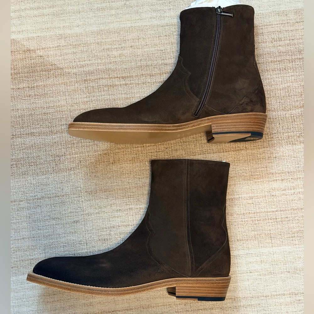 Stuart Weitzman Suede Augustine Chelsea Boot | Brown | EU 44 | Square Toe | NIB - Picture 6 of 14